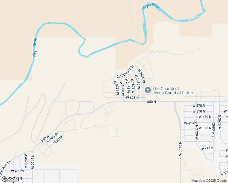 map of restaurants, bars, coffee shops, grocery stores, and more near 3036 West 670 North in Hurricane
