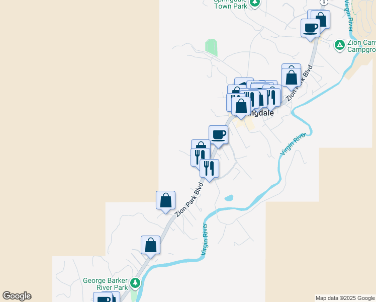 map of restaurants, bars, coffee shops, grocery stores, and more near 113 Gifford Park Drive in Springdale