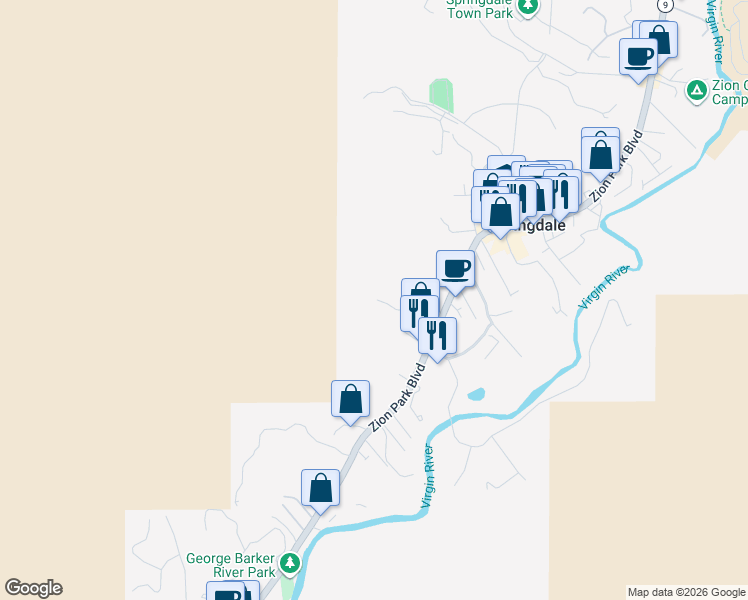 map of restaurants, bars, coffee shops, grocery stores, and more near 112 Gifford Park Drive in Springdale