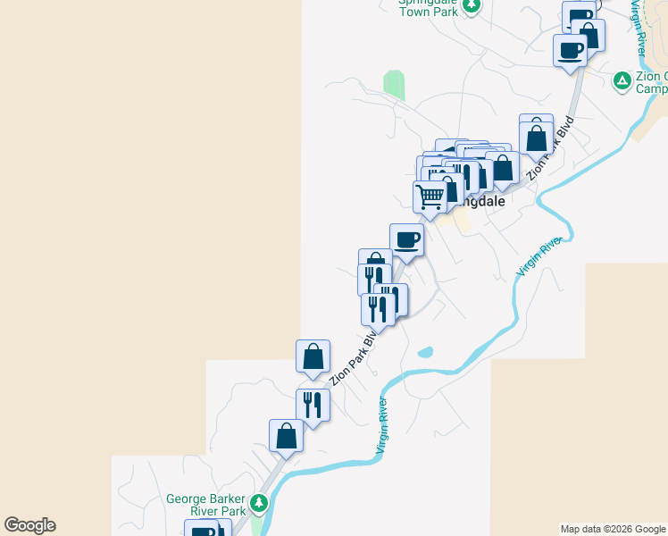 map of restaurants, bars, coffee shops, grocery stores, and more near 117 Gifford Park Drive in Springdale