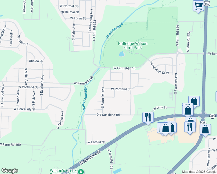 map of restaurants, bars, coffee shops, grocery stores, and more near 4091 West Portland Street in Springfield