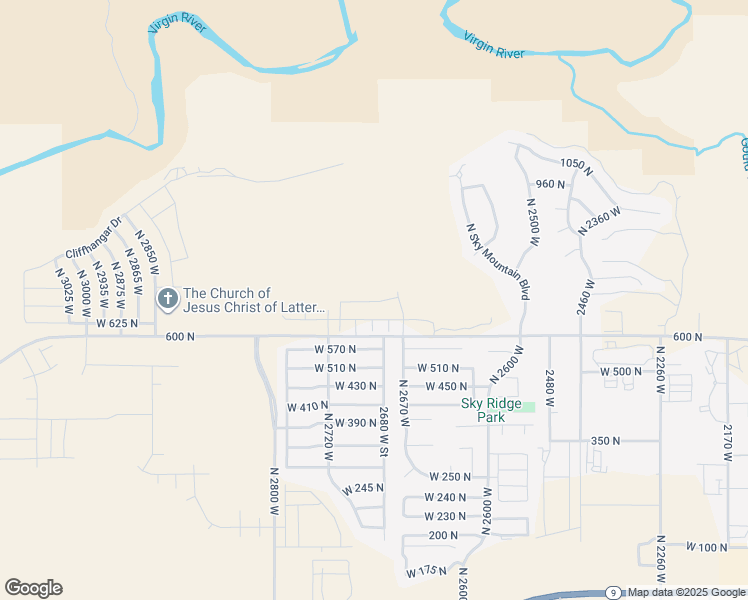 map of restaurants, bars, coffee shops, grocery stores, and more near 2686 West 625 North in Hurricane