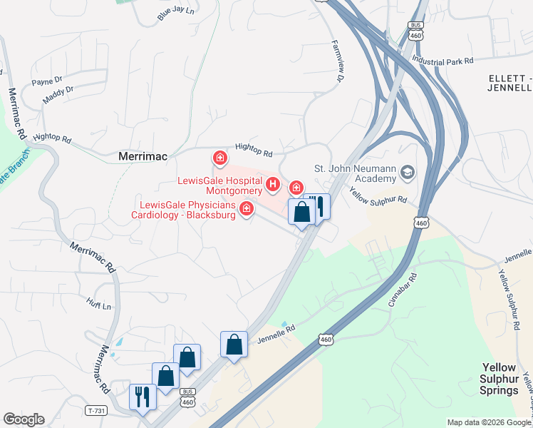 map of restaurants, bars, coffee shops, grocery stores, and more near 790-794 Davis Street in Blacksburg