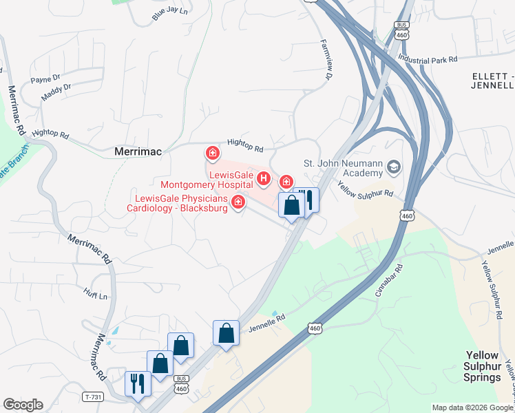 map of restaurants, bars, coffee shops, grocery stores, and more near 790-794 Davis Street in Blacksburg