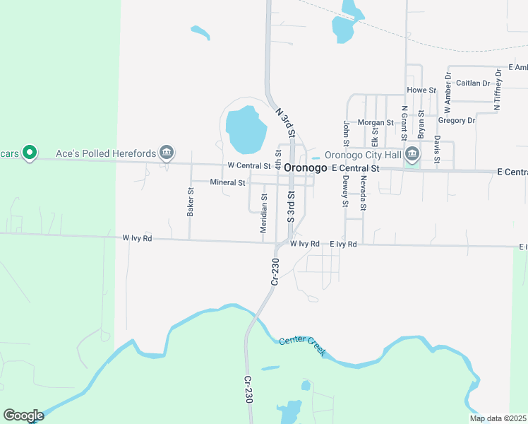 map of restaurants, bars, coffee shops, grocery stores, and more near 201 Meridian Street in Oronogo