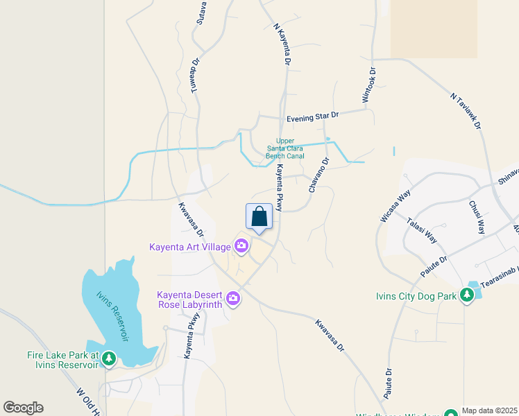 map of restaurants, bars, coffee shops, grocery stores, and more near 1143 Two Moons Circle in Ivins