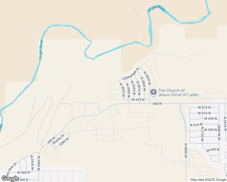 map of restaurants, bars, coffee shops, grocery stores, and more near 3071 West 700 North in Hurricane