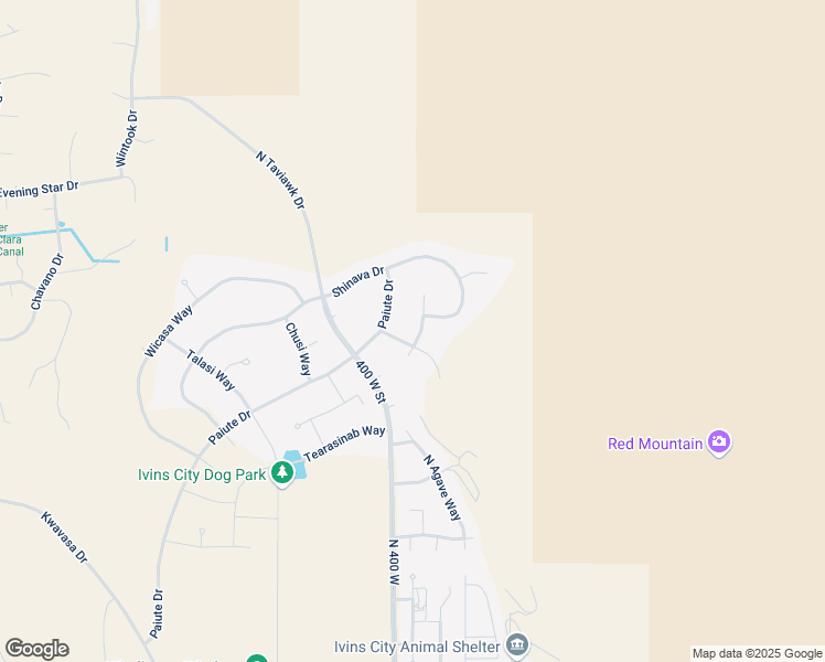 map of restaurants, bars, coffee shops, grocery stores, and more near 367 Shinob Kai Way in Ivins