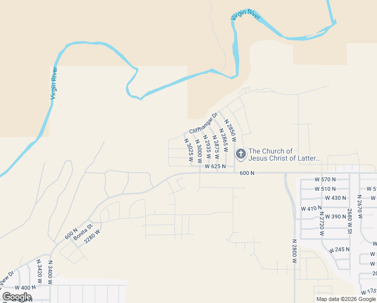 map of restaurants, bars, coffee shops, grocery stores, and more near 3027 West 700 North in Hurricane