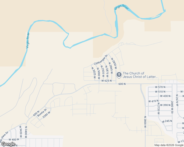 map of restaurants, bars, coffee shops, grocery stores, and more near 3035 West 700 North in Hurricane
