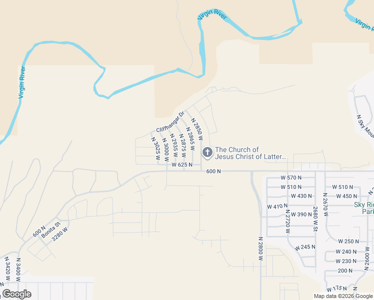 map of restaurants, bars, coffee shops, grocery stores, and more near 688 North 2875 West in Hurricane