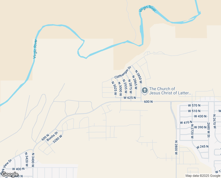 map of restaurants, bars, coffee shops, grocery stores, and more near 3041 West 700 North in Hurricane