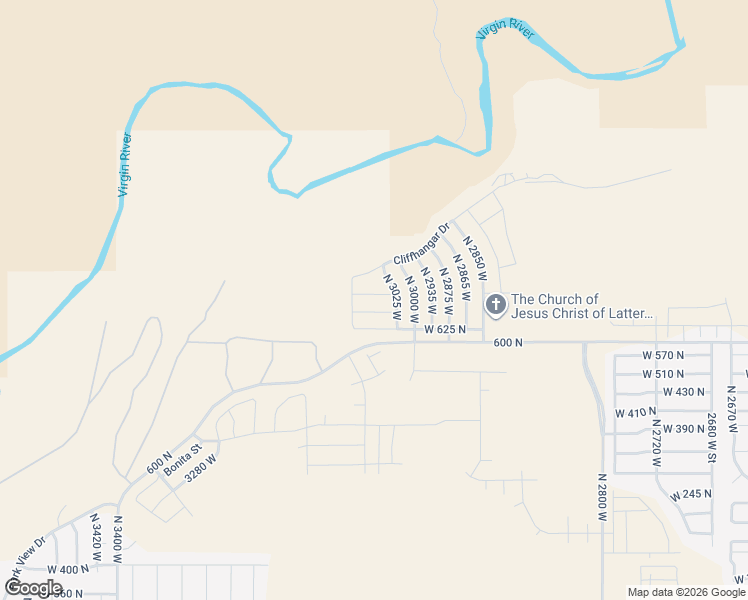 map of restaurants, bars, coffee shops, grocery stores, and more near 3049 West 700 North in Hurricane
