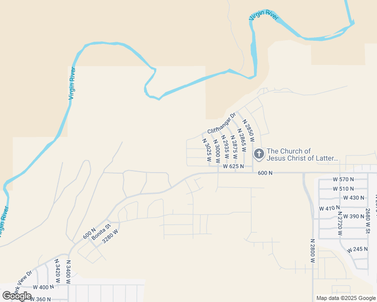map of restaurants, bars, coffee shops, grocery stores, and more near 3071 West 700 North in Hurricane
