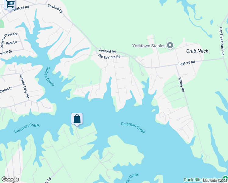 map of restaurants, bars, coffee shops, grocery stores, and more near 402 Crockett Road in Seaford
