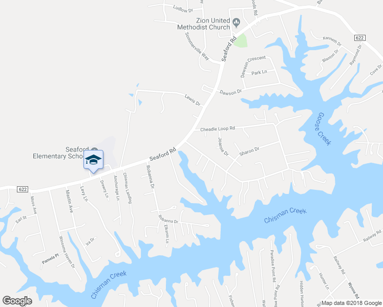 map of restaurants, bars, coffee shops, grocery stores, and more near 106 Cheadle Loop Road in Seaford