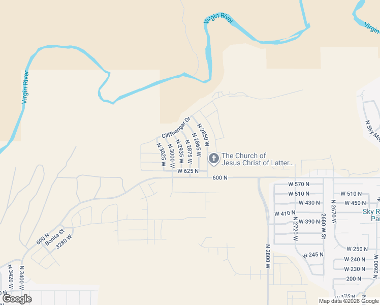 map of restaurants, bars, coffee shops, grocery stores, and more near North 2875 West in Hurricane
