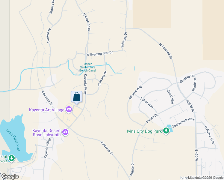 map of restaurants, bars, coffee shops, grocery stores, and more near 1034 Shonto Ridge Drive in Ivins