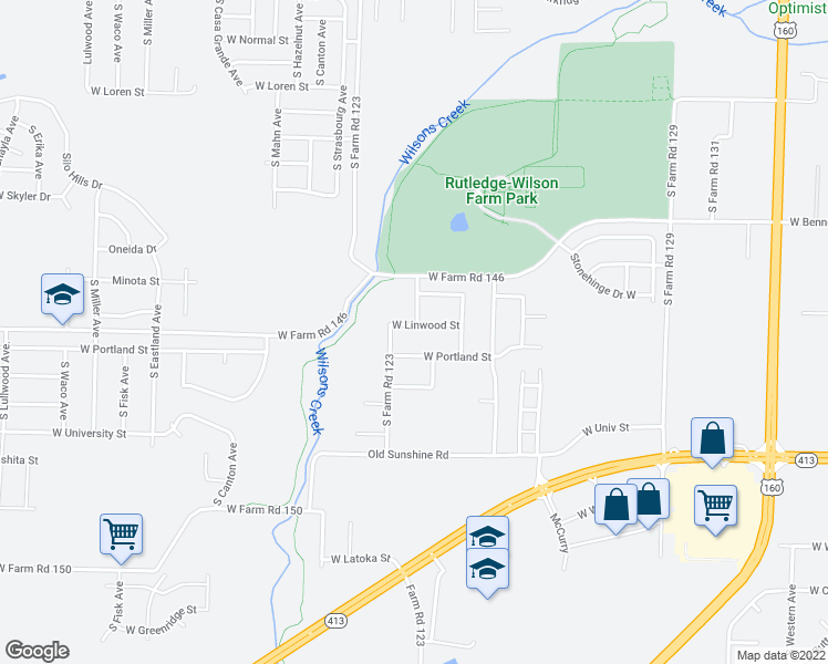 map of restaurants, bars, coffee shops, grocery stores, and more near 4084 West Linwood Street in Springfield
