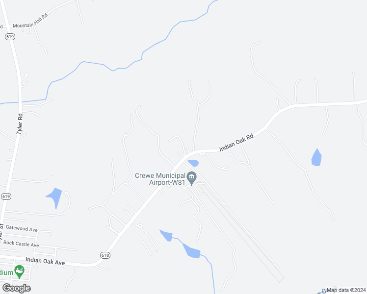 map of restaurants, bars, coffee shops, grocery stores, and more near Pine Ridge Drive in Nottoway County