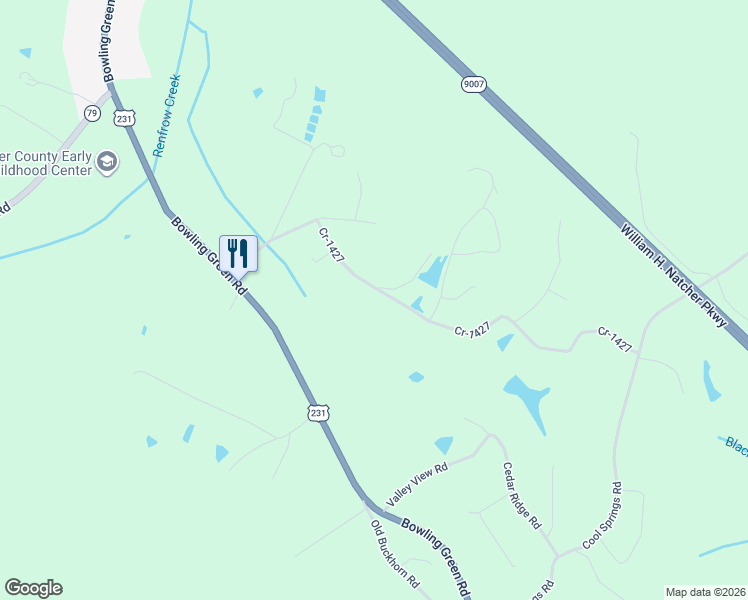 map of restaurants, bars, coffee shops, grocery stores, and more near 26 Sha Ro Ley Lane in Morgantown