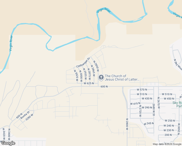 map of restaurants, bars, coffee shops, grocery stores, and more near 716 North 2875 West in Hurricane