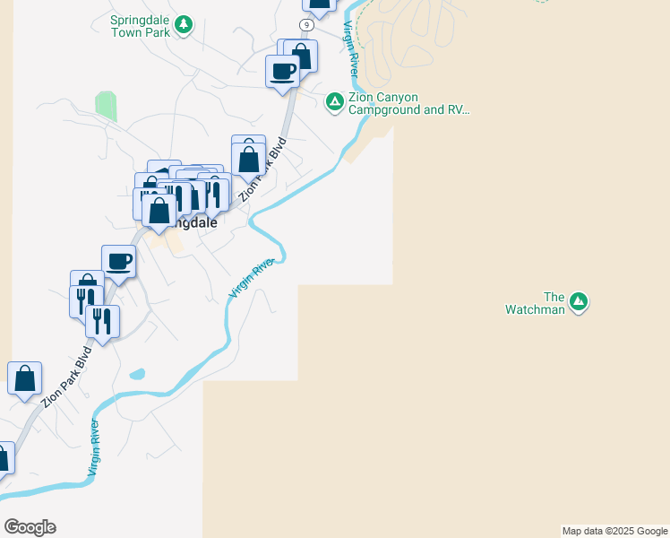 map of restaurants, bars, coffee shops, grocery stores, and more near in Springdale