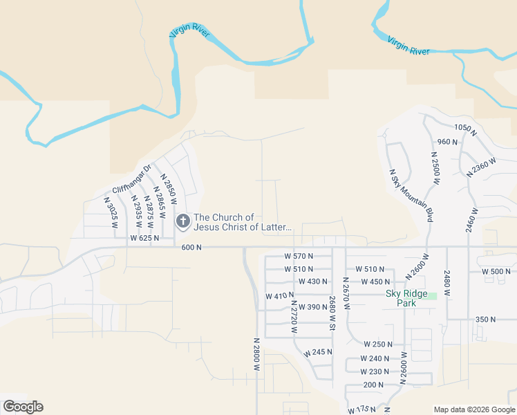 map of restaurants, bars, coffee shops, grocery stores, and more near 695 North 2770 West in Hurricane
