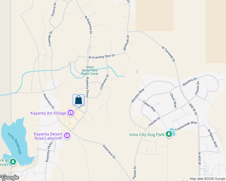 map of restaurants, bars, coffee shops, grocery stores, and more near 1034 Shonto Ridge Dr in Ivins