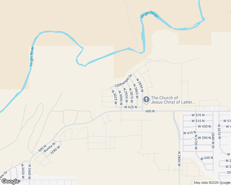 map of restaurants, bars, coffee shops, grocery stores, and more near 734 North 3025 West in Hurricane