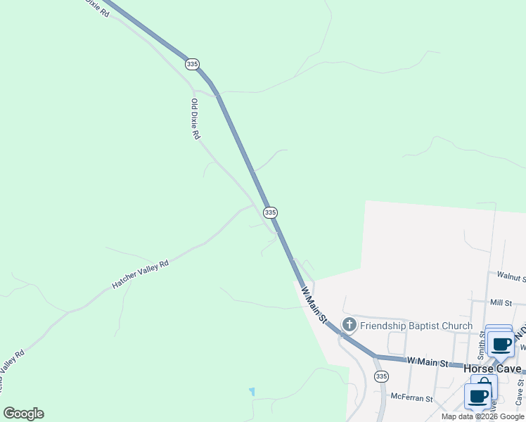 map of restaurants, bars, coffee shops, grocery stores, and more near 1018 Old Dixie Road in Horse Cave