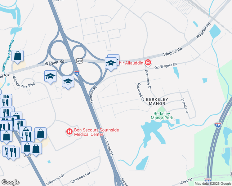 map of restaurants, bars, coffee shops, grocery stores, and more near 521 Scott Street in Petersburg