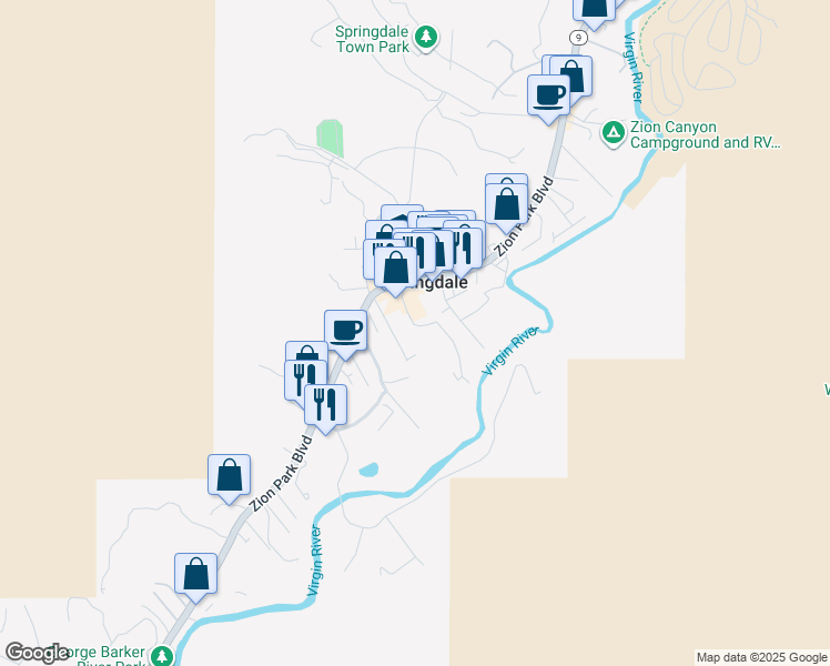 map of restaurants, bars, coffee shops, grocery stores, and more near 77 Juniper Lane in Springdale