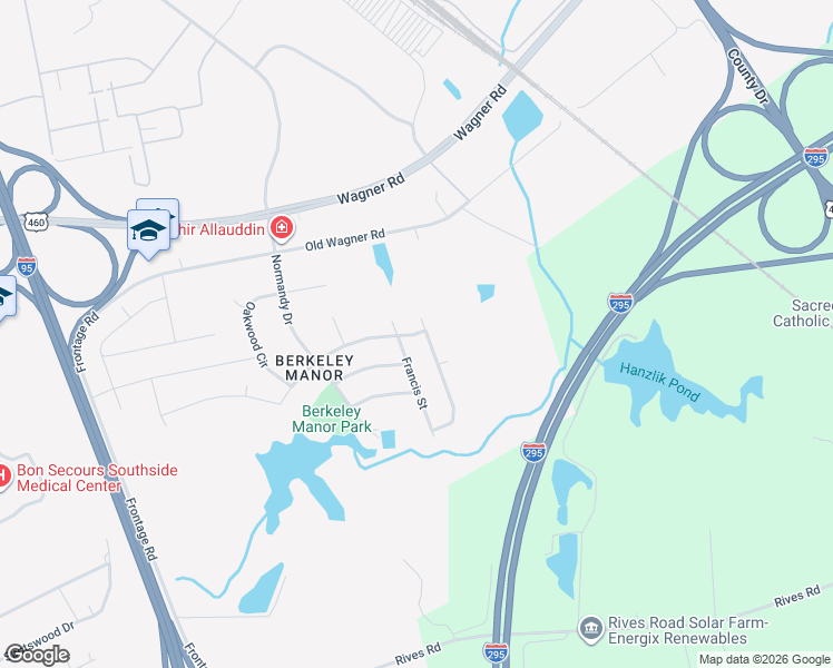 map of restaurants, bars, coffee shops, grocery stores, and more near George Street in Petersburg