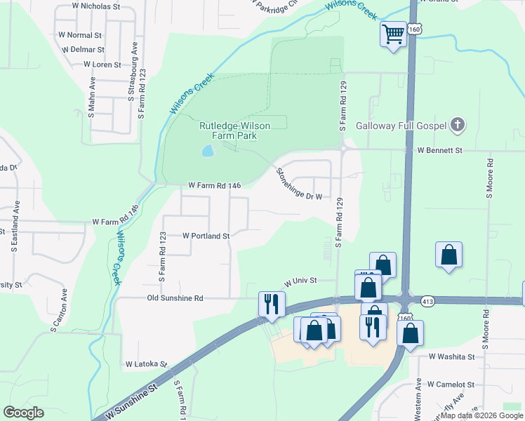 map of restaurants, bars, coffee shops, grocery stores, and more near 3939 West Linwood Street in Springfield