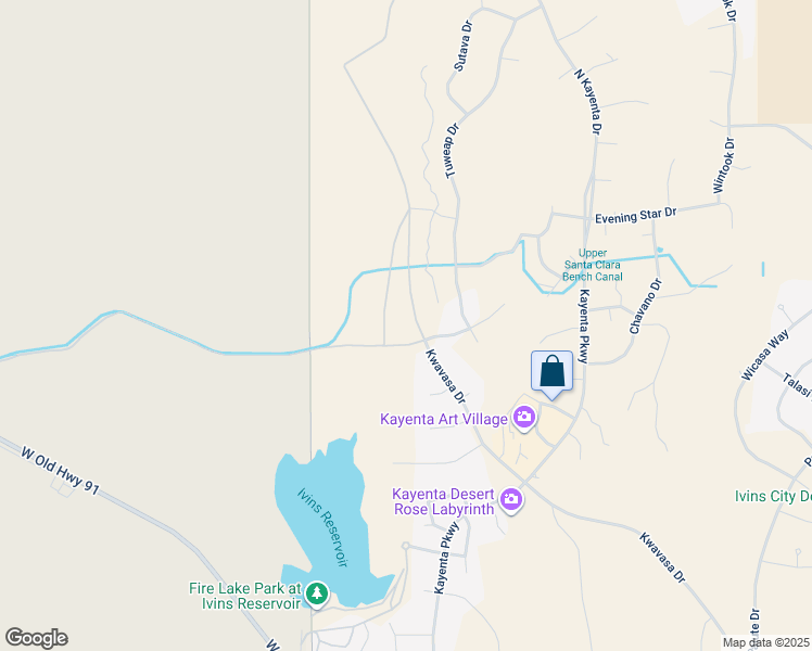 map of restaurants, bars, coffee shops, grocery stores, and more near 664 Kwavasa Drive in Ivins