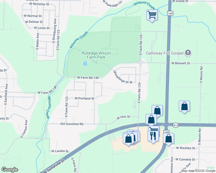 map of restaurants, bars, coffee shops, grocery stores, and more near 3939 West Linwood Street in Springfield