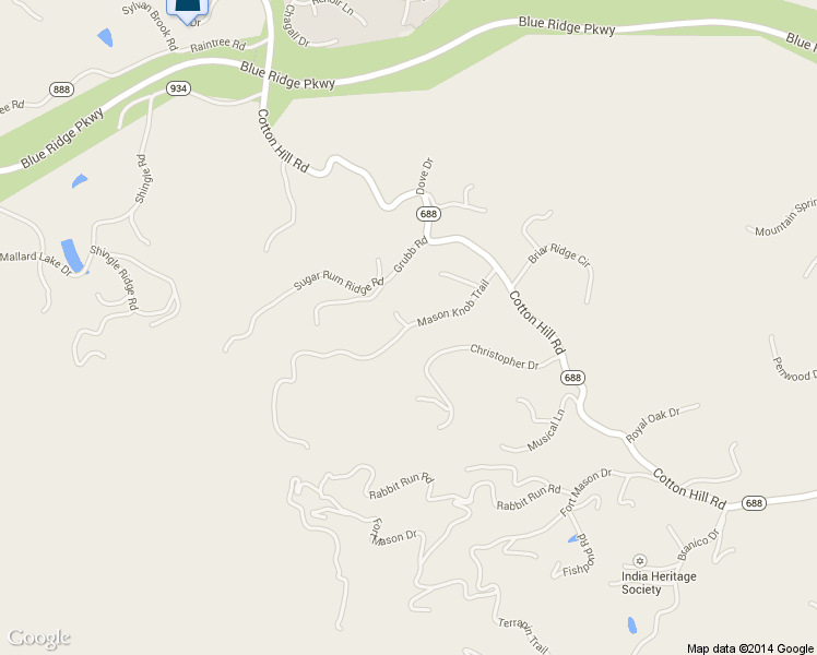 map of restaurants, bars, coffee shops, grocery stores, and more near 7152 Mason Knob Trail in Roanoke