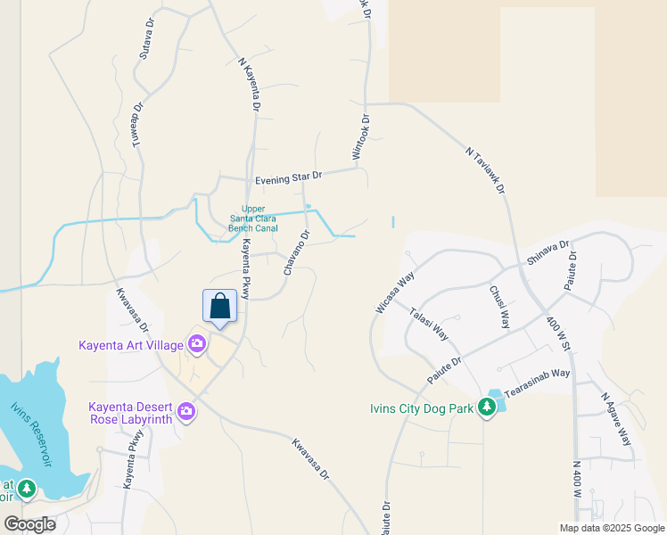 map of restaurants, bars, coffee shops, grocery stores, and more near 1068 Shonto Ridge Drive in Ivins