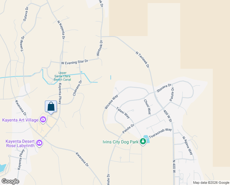 map of restaurants, bars, coffee shops, grocery stores, and more near 746 Wicasa Way in Ivins