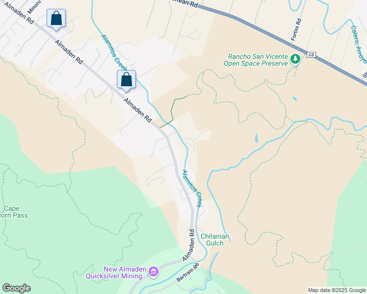 map of restaurants, bars, coffee shops, grocery stores, and more near 20580 Almaden Road in San Jose