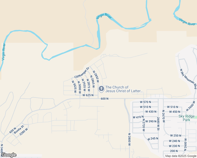map of restaurants, bars, coffee shops, grocery stores, and more near 752 N 2850 West in Hurricane
