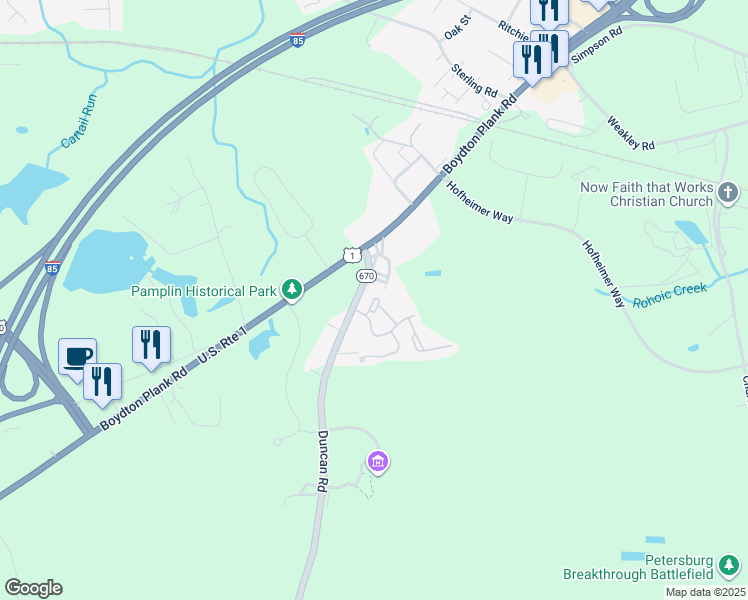 map of restaurants, bars, coffee shops, grocery stores, and more near in Petersburg