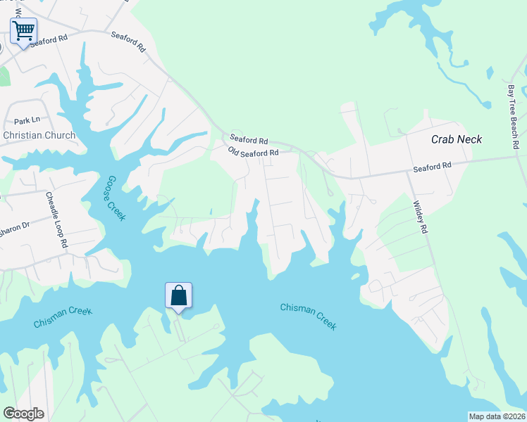 map of restaurants, bars, coffee shops, grocery stores, and more near 302 Crockett Road in Seaford