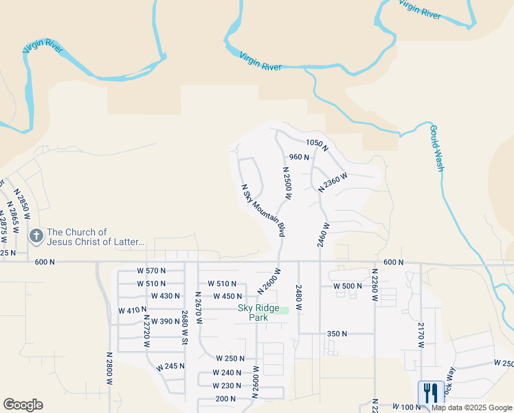 map of restaurants, bars, coffee shops, grocery stores, and more near 890 North Sky Mountain Boulevard in Hurricane