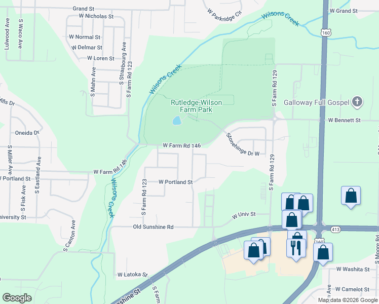 map of restaurants, bars, coffee shops, grocery stores, and more near 1583 South Burks Avenue in Springfield
