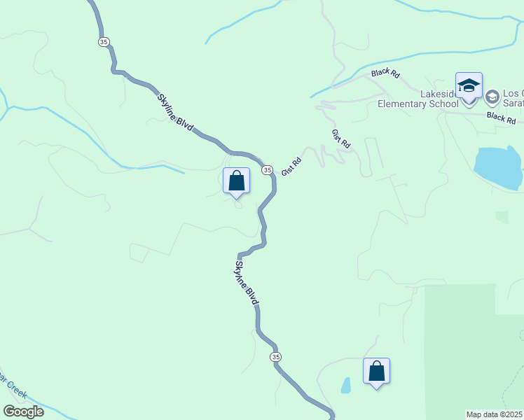 map of restaurants, bars, coffee shops, grocery stores, and more near 19179 Skyline Boulevard in Los Gatos