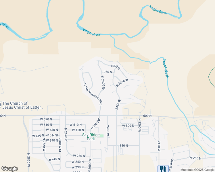 map of restaurants, bars, coffee shops, grocery stores, and more near 2478 West 840 North in Hurricane