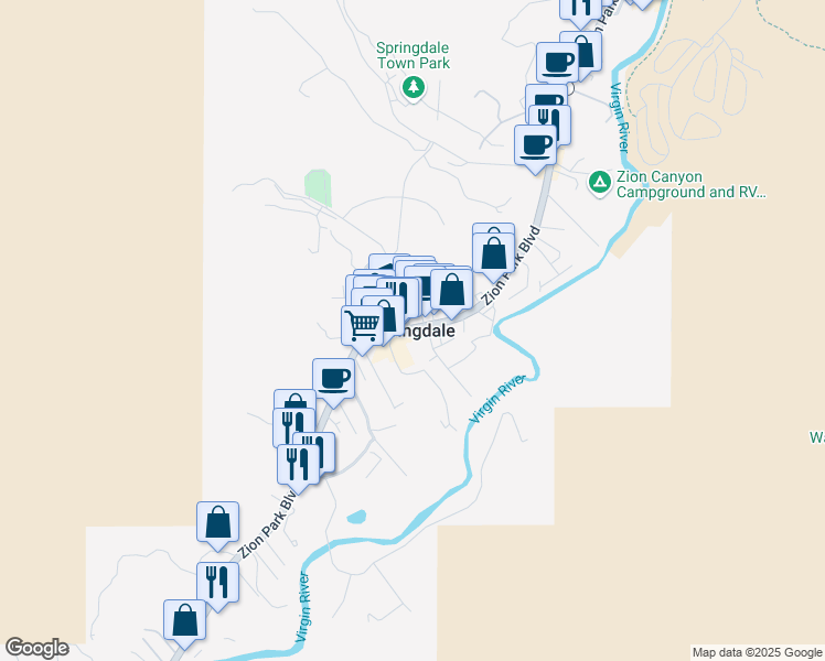 map of restaurants, bars, coffee shops, grocery stores, and more near in Springdale