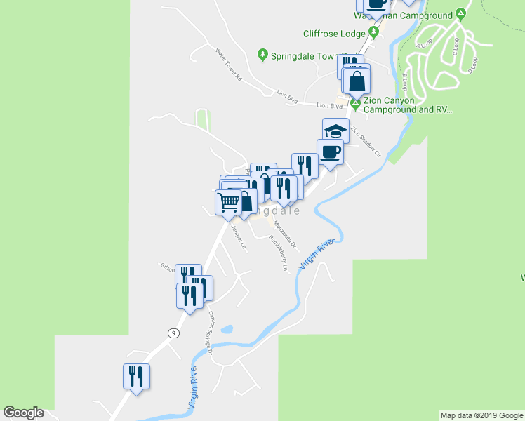 map of restaurants, bars, coffee shops, grocery stores, and more near in Springdale